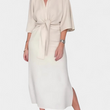 Десислава - Касулна рокля с преден възел и V-образно деколте