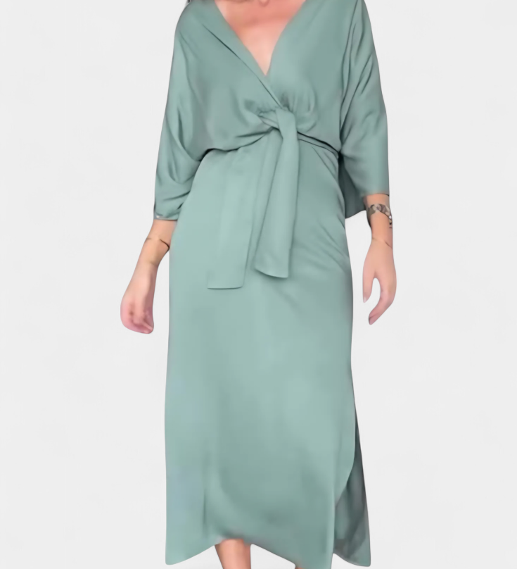 Десислава - Касулна рокля с преден възел и V-образно деколте