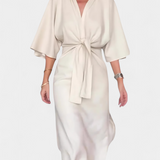 Десислава - Касулна рокля с преден възел и V-образно деколте