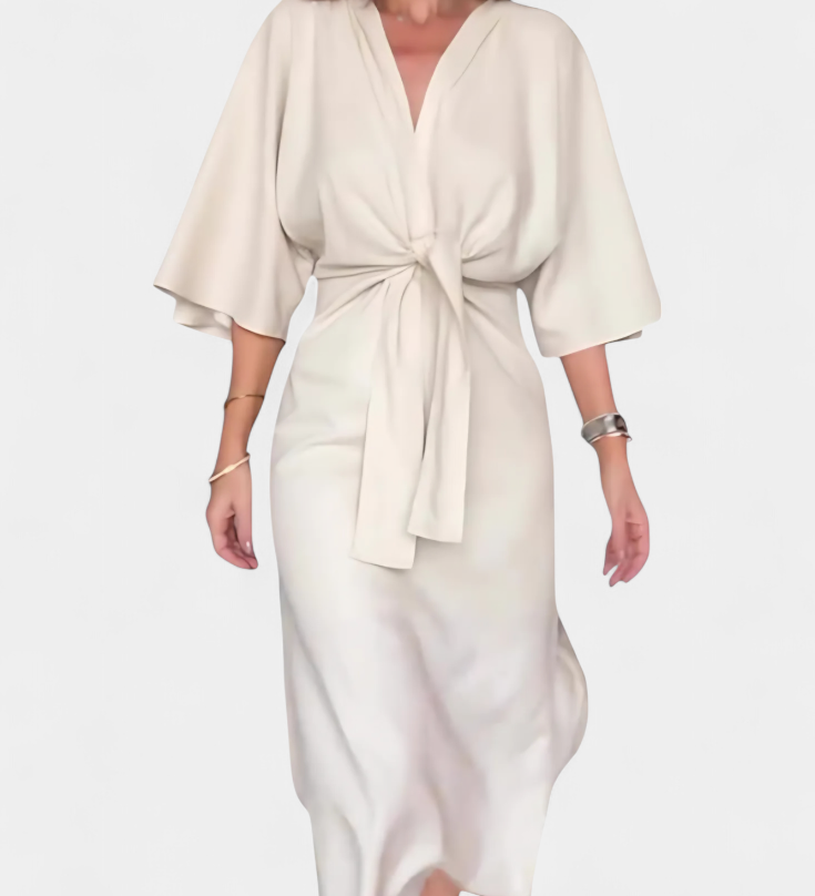 Десислава - Касулна рокля с преден възел и V-образно деколте