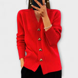 Надежда - Женски пуловер с V-образно деколте във винтидж стил