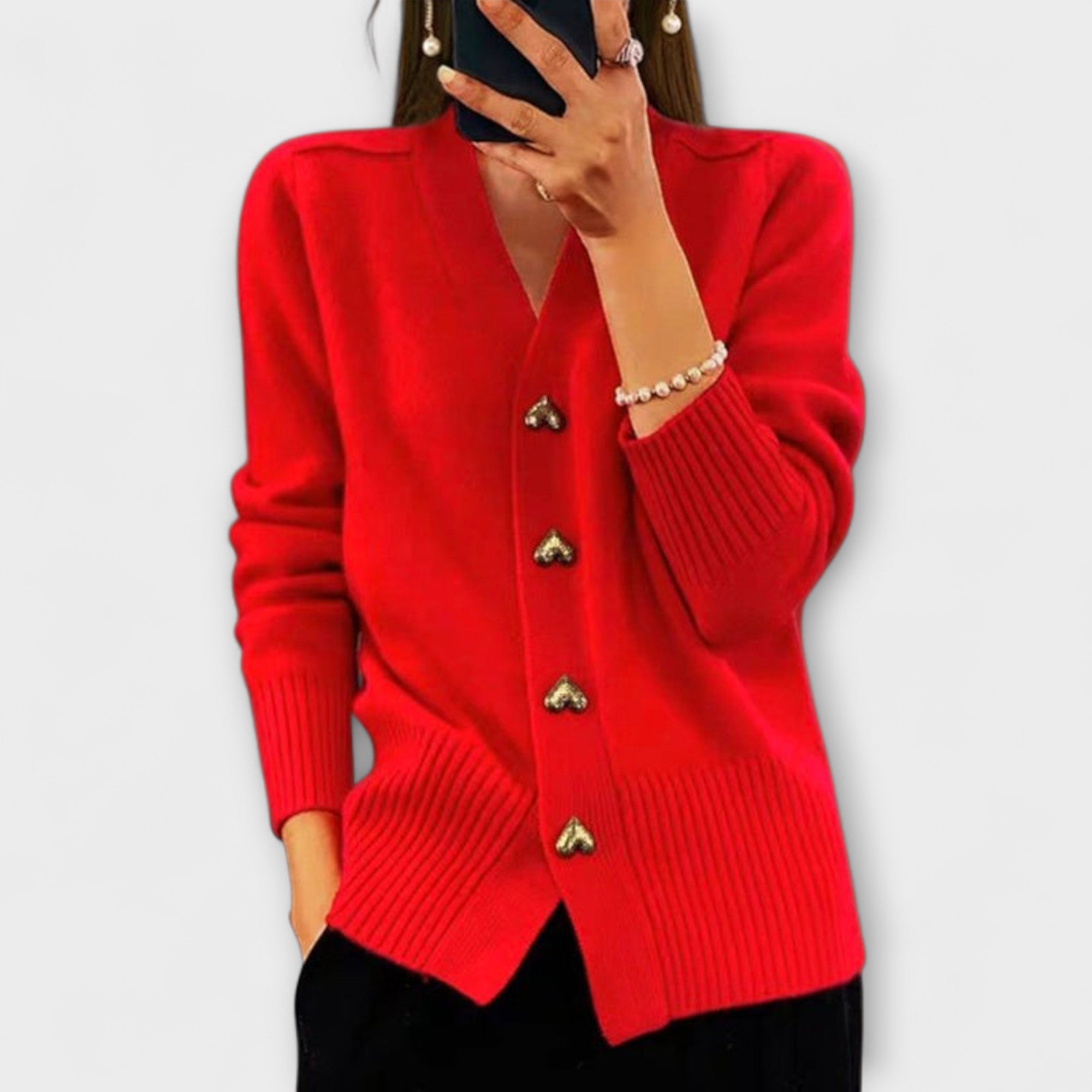 Надежда - Женски пуловер с V-образно деколте във винтидж стил