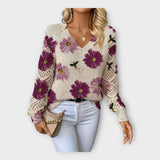 Яна - Плетен Пуловер с Дантелени Детайли