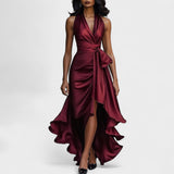 Елена - Сатенена официална рокля с волани