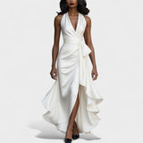 Елена - Сатенена официална рокля с волани