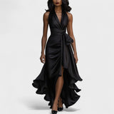 Елена - Сатенена официална рокля с волани