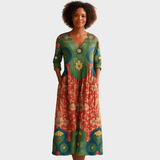 Десислава - Дълга рокля с винтидж цветен принт