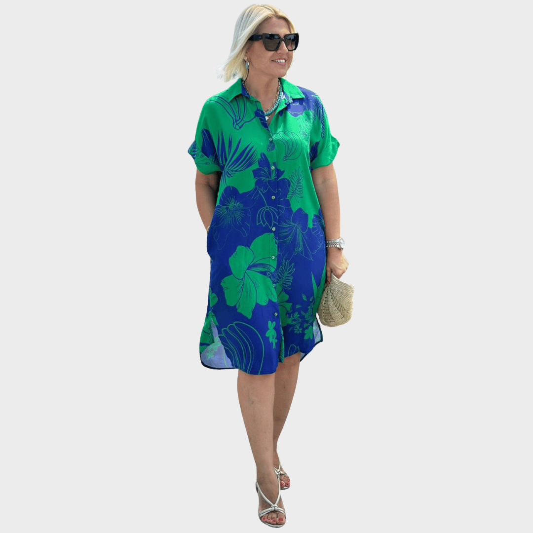 Виктория - Рокля с цветен десен