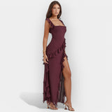 Гергана - Рокля с Разкроен Дол и Регулируеми Волани