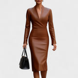 Виктория - Тясна рокля от изкуствена кожа