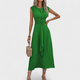 Елена - Елегантна безръка макси рокля с кръгло деколте