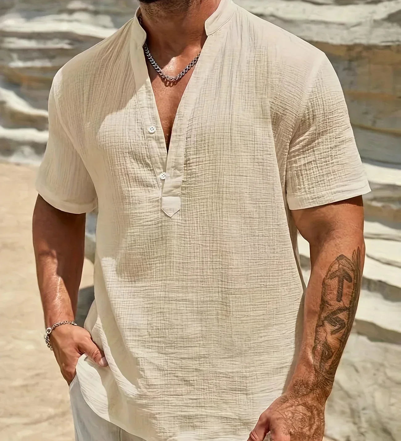 Десислава - Елегантна лятна риза с висока яка