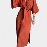 Десислава - Касулна рокля с преден възел и V-образно деколте