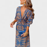 Калина - Миди рокля с V-образно деколте