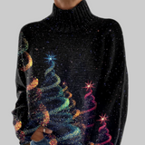 Гергана - Блестящ пуловер с висока яка за Коледа