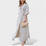 Гергана - Елегантна дълга рокля с V-образно деколте