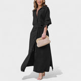 Гергана - Елегантна дълга рокля с V-образно деколте