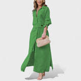 Гергана - Елегантна дълга рокля с V-образно деколте