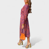 Калина - Миди рокля с V-образно деколте