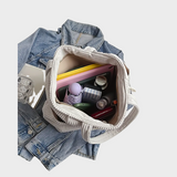 Михаела – Ребриста чанта с детайли от въже