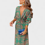 Калина - Миди рокля с V-образно деколте