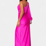 Десислава - Асиметрична Рокля с Драпиране на Едно Рамо