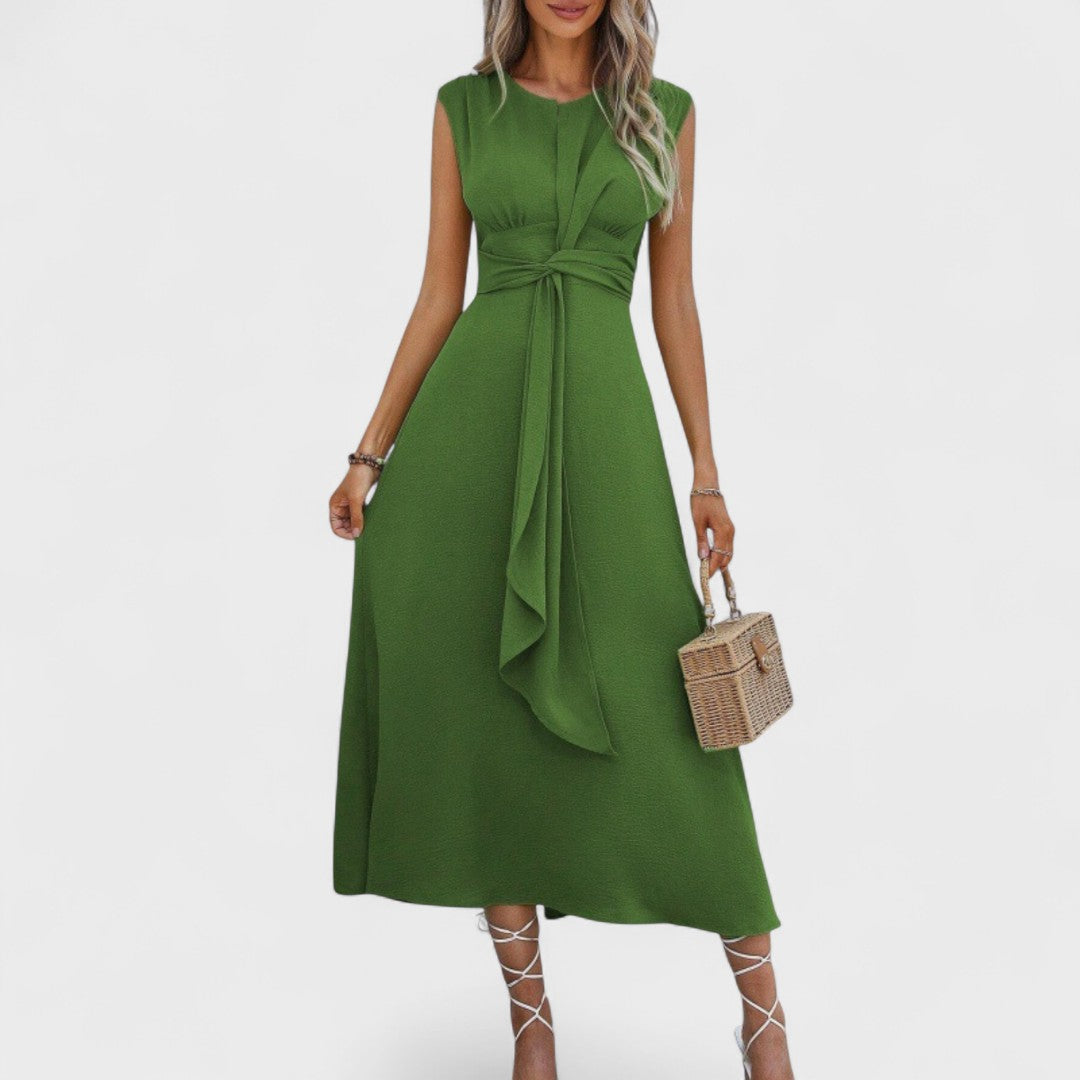 Елена - Елегантна безръка макси рокля с кръгло деколте