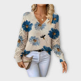 Яна - Плетен Пуловер с Дантелени Детайли