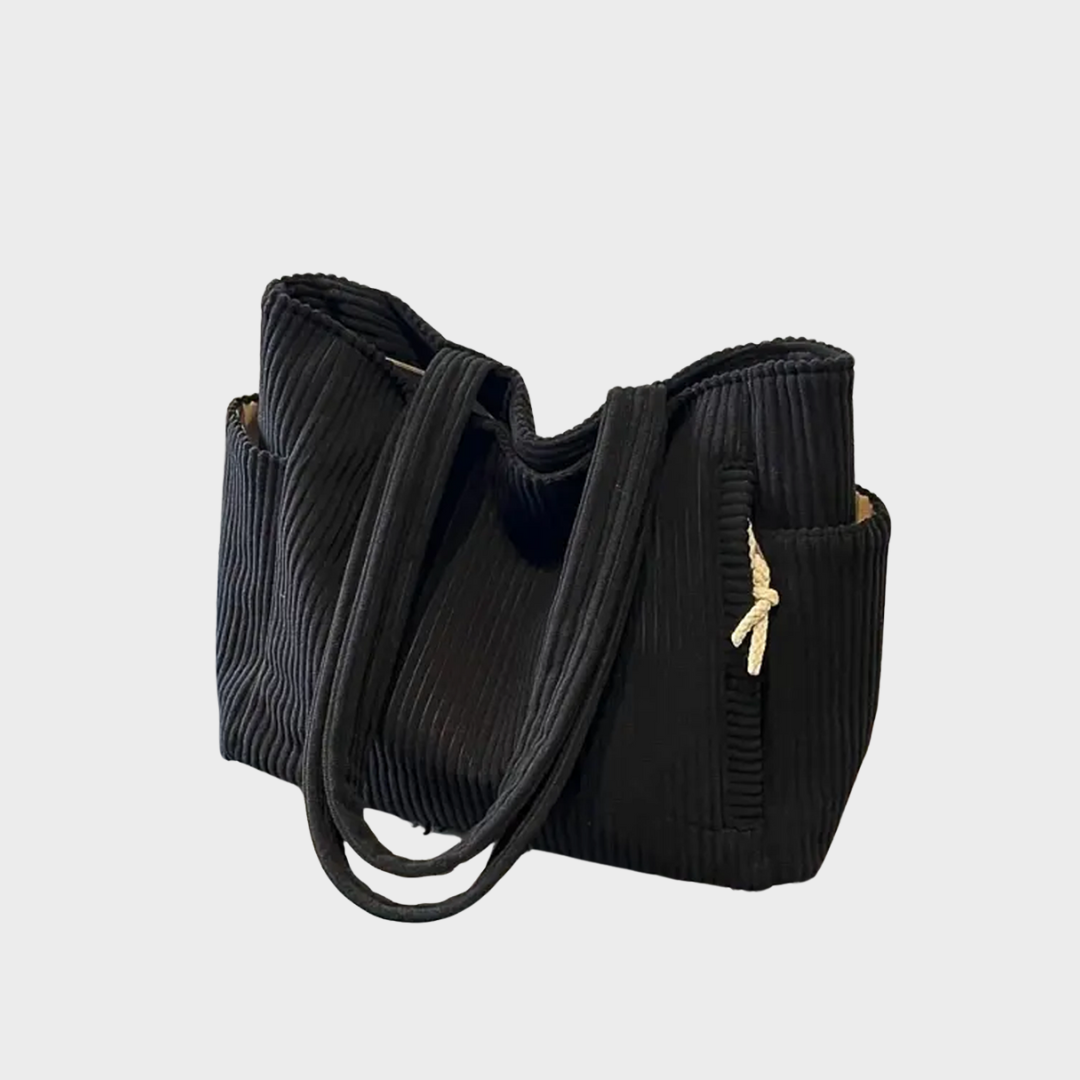 Михаела – Ребриста чанта с детайли от въже