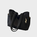 Михаела – Ребриста чанта с детайли от въже