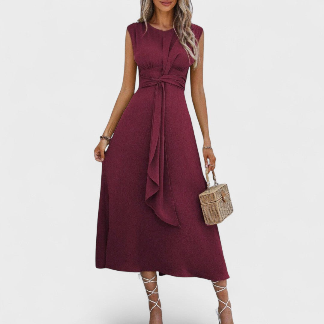 Елена - Елегантна безръка макси рокля с кръгло деколте