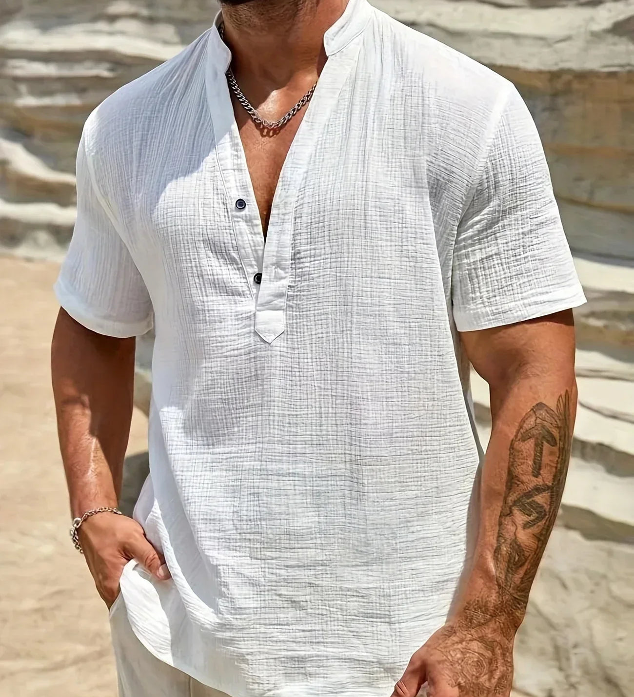 Десислава - Елегантна лятна риза с висока яка