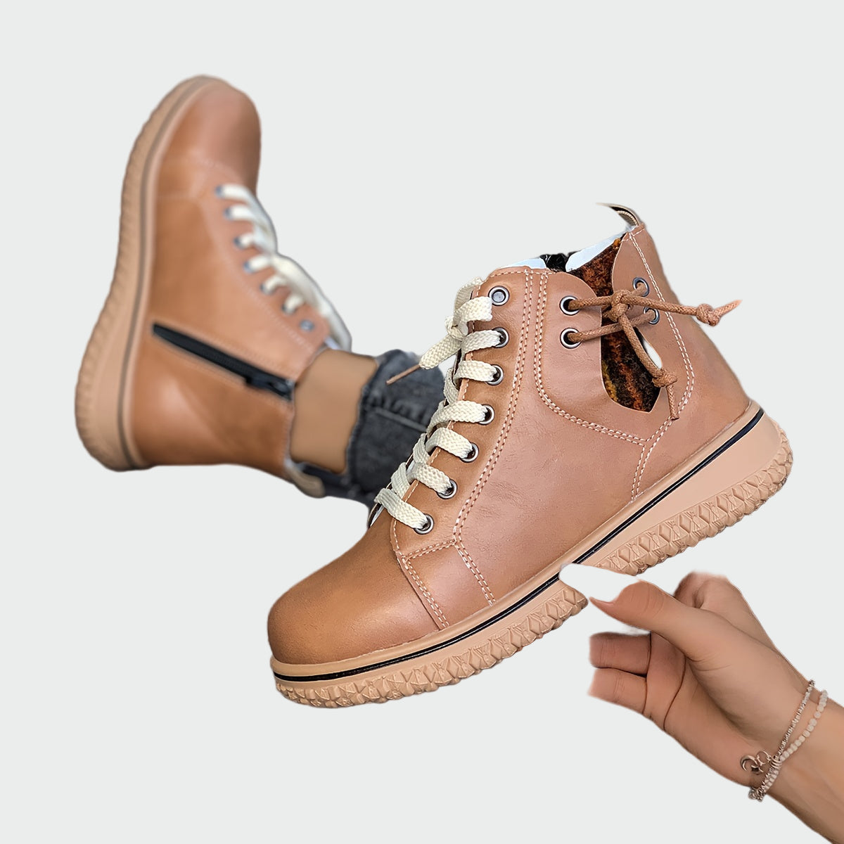 Гергана - Ортопедични кожени ботуши до глезена