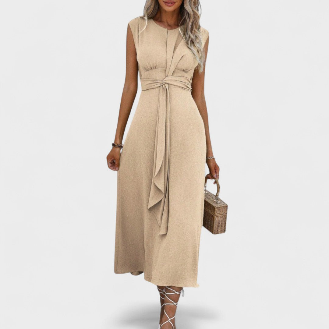 Елена - Елегантна безръка макси рокля с кръгло деколте