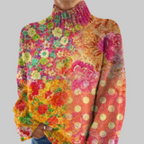 Десислава - Цветен полка точков плетен пуловер