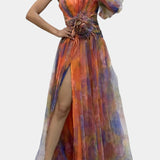 Петя - Асиметрична Макси Рокля с Едно Рамо и Артистичен Узор