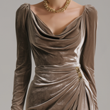 Весела - Миди рокля от велур Sylvana