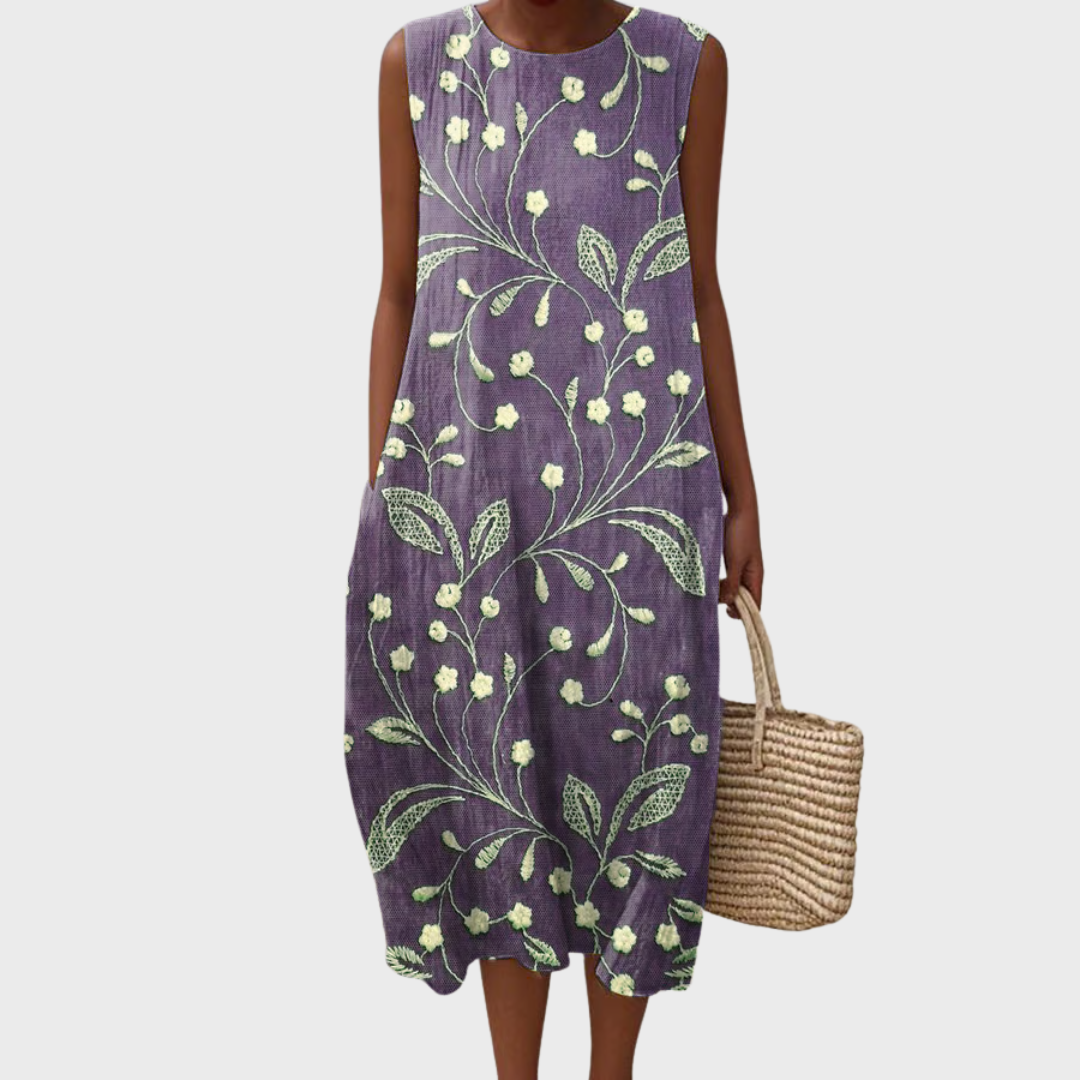 Десислава - Релаксираща цветна рокля от памук