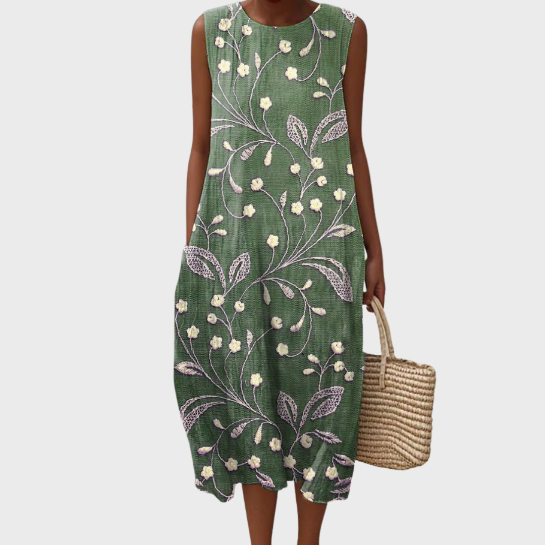 Десислава - Релаксираща цветна рокля от памук