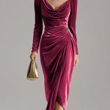 Весела - Миди рокля от велур Sylvana