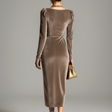 Весела - Миди рокля от велур Sylvana