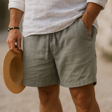 Теодора - Елегантни къси панталони от лен с еластичен колан