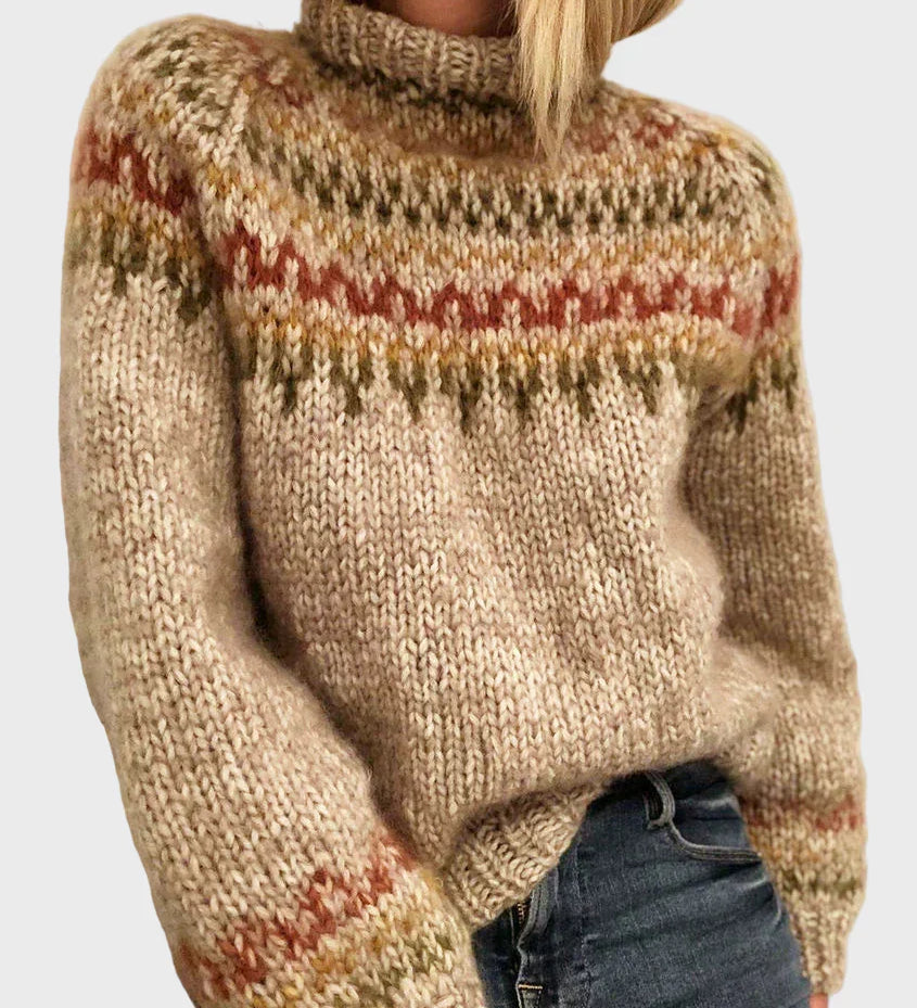 Десислава - Плетен Дамски Пуловер с Кръгло Деколте