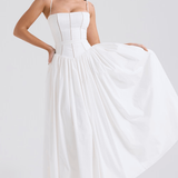 Теодора - рокля с тонки презрамки и цветен десен