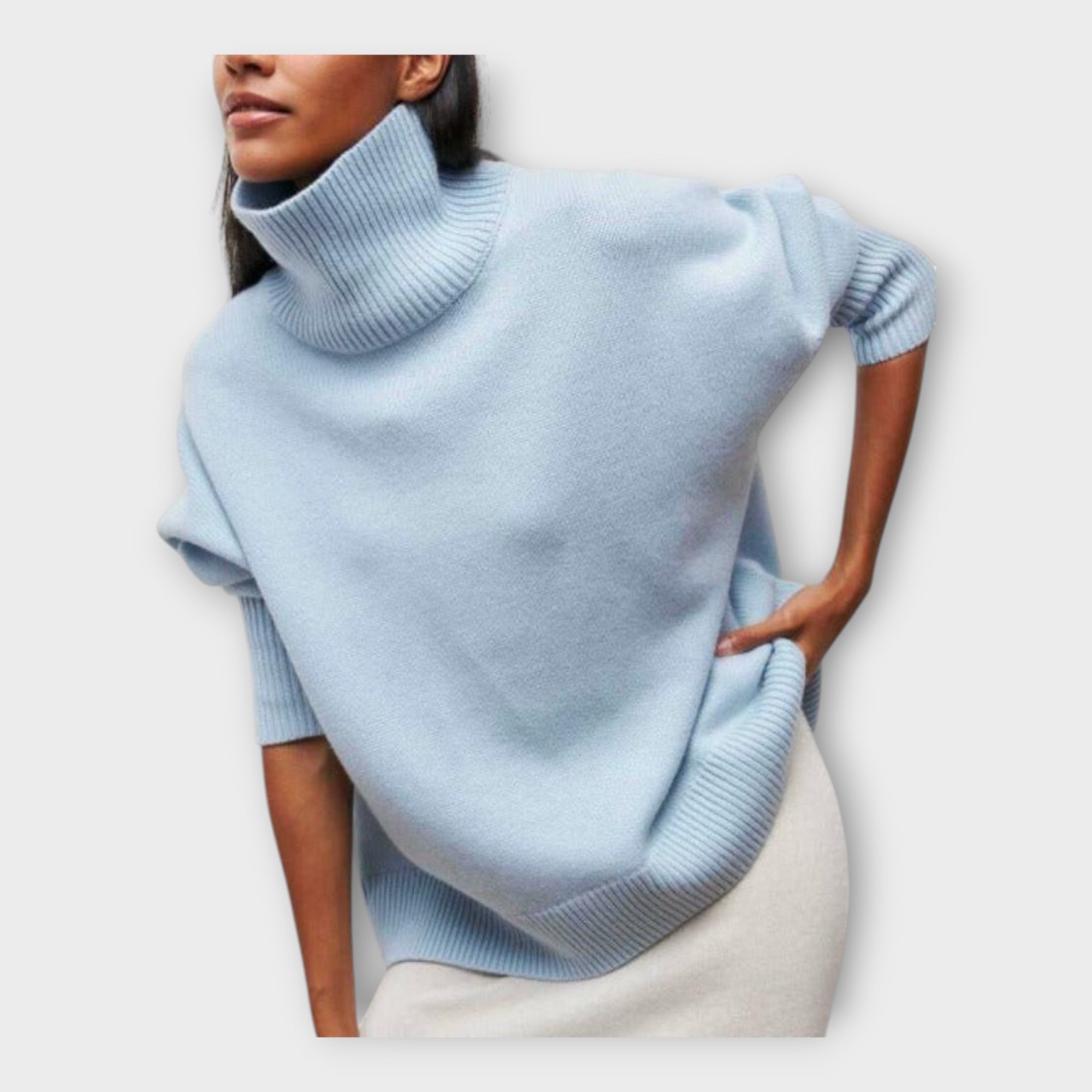 Надежда - Плетен Пуловер с Висок Овратник