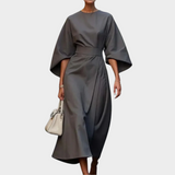 Калина - Минималистична Рокля с Колан и Широки Ръкави