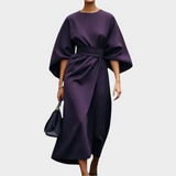 Калина - Минималистична Рокля с Колан и Широки Ръкави