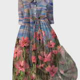 Даниела - Дълга рокля с импресионистичен модел