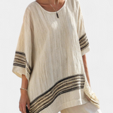 Анелия - Комплект Медитеран Дейзи от бамбукова материя с елегантни червени и зелени ивици