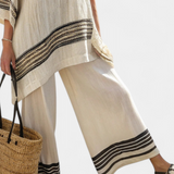 Анелия - Комплект Медитеран Дейзи от бамбукова материя с елегантни червени и зелени ивици